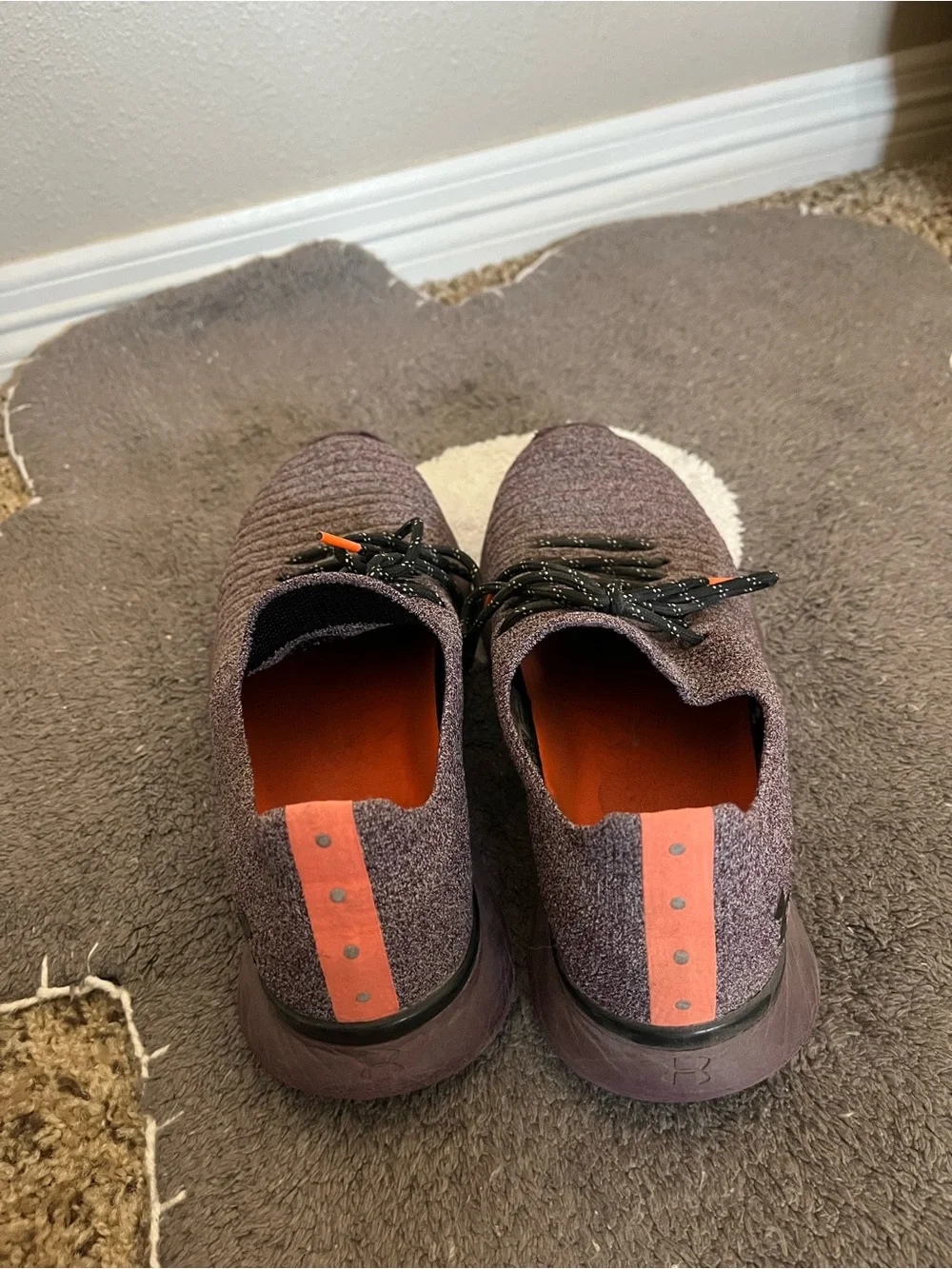 Under Armour Women’s Knit Athletic Shoes in Plum with Orange Accents